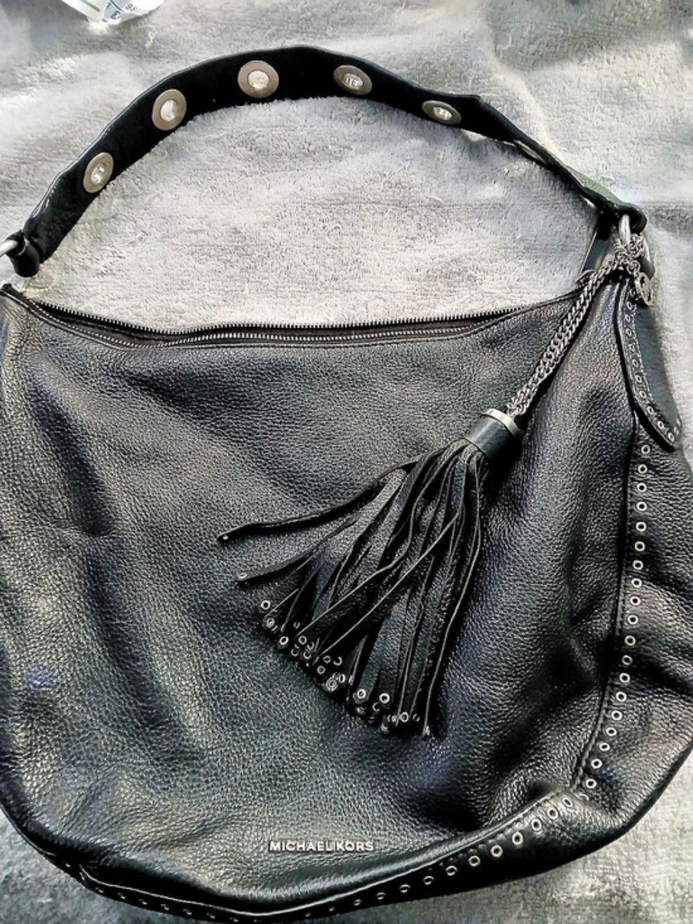 Michael Kors Brooklyn Grommet Medium Leather Hobo Black Bag